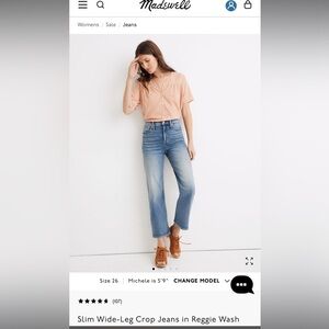 Slim Wide-Leg Crop Jeans size 28